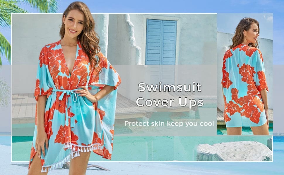 Womens Chiffon Swimsuit Beach Cover Ups Kimonos Cardigans Tops